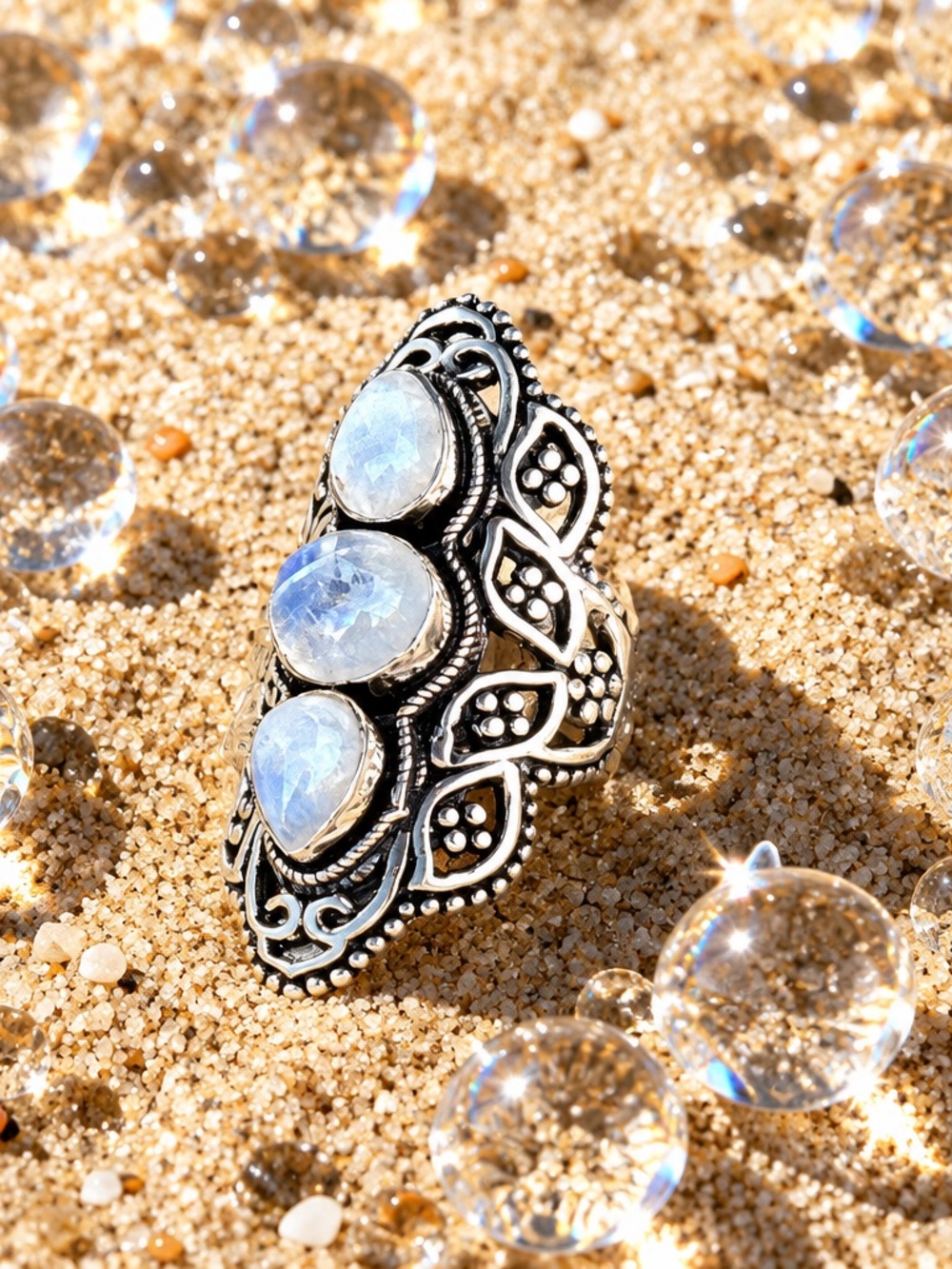 NEW! Moonstone Statement Ring - Picture 4 of 14